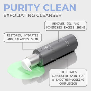 COSMEDIX Purity Clean Exfoliating Facial Cleanser - Moisture-Rich Rejuvenating Face Wash for Fine Lines &amp Uneven Skin Tone - Skin Care with Essential Oils for Radiant - Looking Skin &amp Natural
