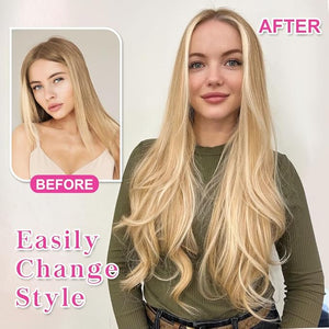 ALXNAN Clip in Hair Extensions Hair Extensions Thick Long Stright Layered Light Blonde Highlighted Golden Blonde 20 Inch Soft Lace Weft Hair Extension for Women