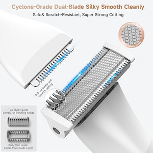 Gurelax Electric Body Hair Trimmer - Groin Trimmer for Men - Bikini Trimmer Women - 5-in-1 Lady Shaver Groomer, IPX7 Waterproof Razor Heads&amp;USB Recharge with Travel Bag