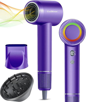 High-Speed Ionic Hair Dryer: 150000 RPM Brushless Motor 500 Millions Negative Ionic Care Blow Dryer for Fast Drying Low Noise Thermo-Control Hairdryer Travel with Magnetic Diffuser &amp Nozzle