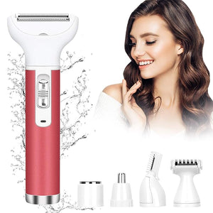 Hair Remover for Women Painless 5 in 1 Waterproof Lady Electric Shaver USB Rechargeable Womens Facial Shaver for BikiniNose HairEyebrowArmLeg Facial Hair Remover (Pink)