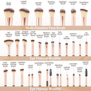 Makeup Brush Set for Foundation Concealer Eyeshadow and Travel Include Make Up Brush Sponge 51PCS Black