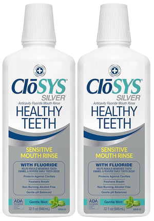 Closys Healthy Teeth Anti-Cavity Oral Rinse Mouthwash with Fluoride Non-Burning Non-Irritating ? 32 Fl Oz (Twin Pack)