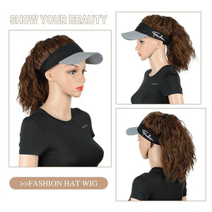 Hat Wig for Women Baseball Hat wig women's wig short curly hair wool curly wig ponytail braid wavy wig