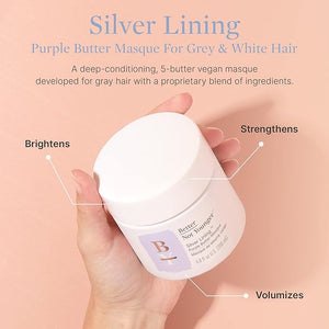 Better Not Younger Silver Lining Purple Hair Mask for Women 40+ ? Deep Conditioning Treatment for Gray, Silver &amp; Blonde Hair - Butter Mask with Plant-Based Oils ? Hydrates &amp; Neutralizes Brassi