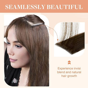 GOO GOO Invisi Edge Clip in Hair Extensions 24inch 220g 9Pcs Injected Seamless PU Clip in Hair Extensions Virgin Real Human Hair #4A Chocolate Brown