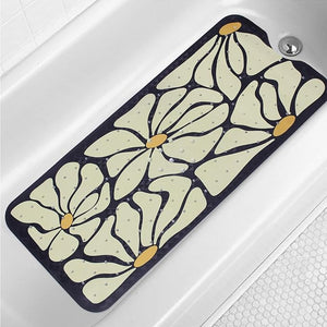 Floral Bathtub Mat Non Slip for Kids Botanical Extra Long Anti Slip Bath Mat for Tub Abstract Flower Bath Shower Mat with Large Drain Holes and Suction Cups Quality Plant Design Bathroom Decor 40x16in