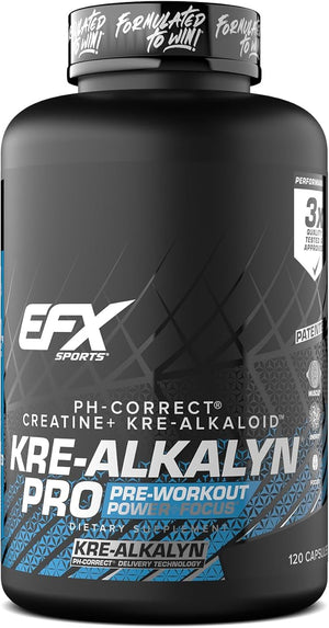 EFX Sports Kre-Alkalyn Pro | pH Correct Creatine Monohydrate Pill Supplement | Muscle Building Pre Workout for Men &amp; Women | 60 Servings, 120 Capsules