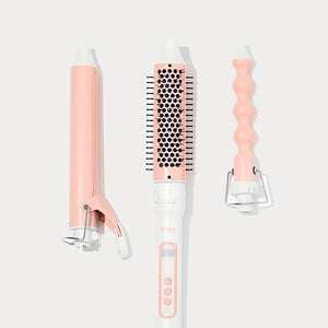 INH Hair 3-in-1 Quick Change Styler | Interchangeable Styling Tool with 3 Detachable Heads: Thermal Round Brush Clamp Curling Iron and Bubble Barrel