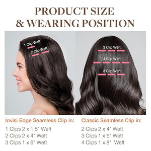 GOO GOO Invisi Edge Clip in Hair Extensions Set 20inch 180g 5pcs Injected Seamless PU Clip ins and 4pcs Classical PU Clip ins Virgin Real Human Hair #(T4/27) P4