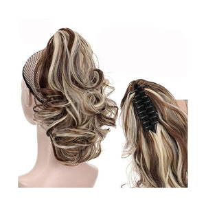 SONGCHAO Fake Hair Bun 1 Pack Synthetic Wavy Ponytail Extension Wig Claw Clip Heat Resistant Fiber Wavy Ponytail Ladies Hair Extension Bun Hair Accessories (Color : 002)
