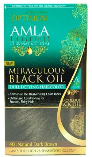 Optimum Care Amla Legend Miraculous Oil Dull Defying Hair Color 40 Natural Dark Brown 1 ea (Pack of 4)