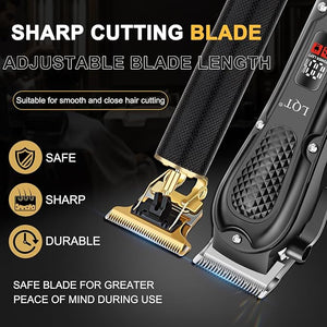 Men's Hair Clipper Set Cordless Hair Trimmer with LED Screen Adjustable Beard &amp Mustache Trimmer Self-Sharpening Blades Quiet Haircut MachineBest Gift for Father's Day/Holidays