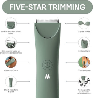 MERIDIAN Slimmer Trimmer ? Electric Razor for Women Bikini Line &amp Pubic Hair Trimmer Rechargeable &amp Waterproof Painless Flawless Shave for Sensitive Skin Gentle Quiet &amp Travel-Friend