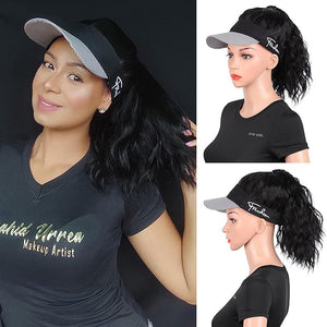Hat Wig for Women Baseball Hat wig women's wig short curly hair wool curly wig ponytail braid wavy wig