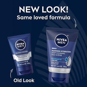 NIVEA MEN Maximum Hydration Deep Cleaning Face Scrub With Aloe Vera 3 Pack of 4.4 Oz Tubes