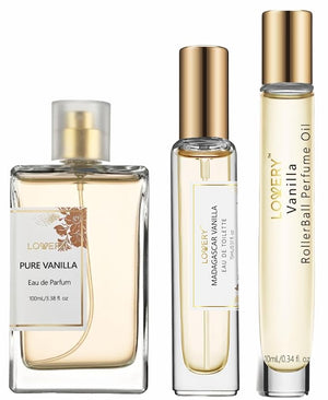 Pure Vanilla Perfume for Women Fragrance Set - 3.38fl oz Womens Perfume, Long Lasting Eau de Toilette Spray &amp; Rollerball Perfume Oil - Clean &amp; Natural, Gifts for Wife Mom Women, Birthday Gifts