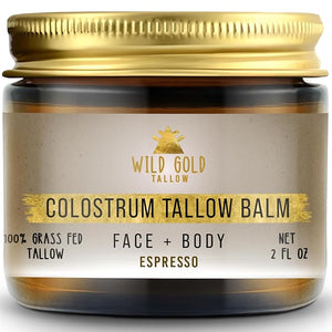 100% Grass Fed Tallow Balm with Colostrum &amp Emu Oil - Handmade Whipped Beef Tallow for Face and Body Sensitive Skin Tallow Moisturizer made with True First Colostrum