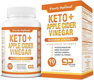 Purely Optimal Keto BHB &amp Apple Cider Vinegar Capsules - Exogenous Ketones Supplement with The Mother for Ketosis Support Healthy Lifestyle &amp Overall Well-Being - 90 Capsules