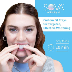 SOVA White - Teeth Whitening Kit - Includes 2 Custom-Fit Trays 5 Whitening Gel Applicators &amp Protective Case - Non-Peroxide for Sensitive Teeth - BPA Latex Phthalates &amp PVC Free