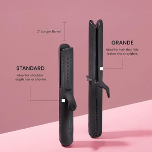 L'ANGE HAIR Le Duo Grande 360¡Æ Airflow Styler | 2-in-1 Curling Wand &amp Titanium Flat Iron Professional Hair Straightener and Curler with Cooling Air Vents to Lock in Style | Adjustable Temp (Black)