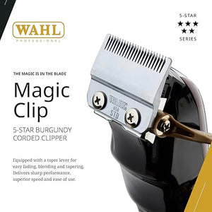 Wahl Professional 5 Star Series Magic Clip Precision Fade Clipper with Zero Overlap Adjustable Blades Corded Operation V9000 Motor Chrome