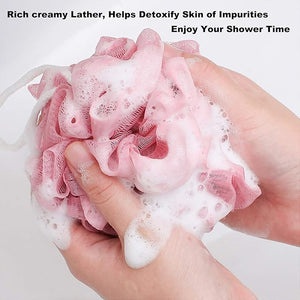 Mesh Pouf Bath Sponge Exfoliating Shower Ball Pom Cleaning Accessory