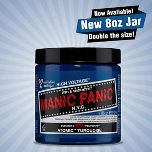 MANIC PANIC Classic Atomic Turquoise Semi Permanent Hair Color - Neon Aqua Blue Hair Dye for Women &amp; Men That Lasts 4-6 Weeks - Vegan, Ammonia &amp; Cruelty-Free - Create &amp; Mix Custom Shades (