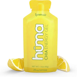 Huma Chia Energy Gel Lemonade 12 Gels 25mg Caffeine - Premier Sports Nutrition for Endurance Exercise