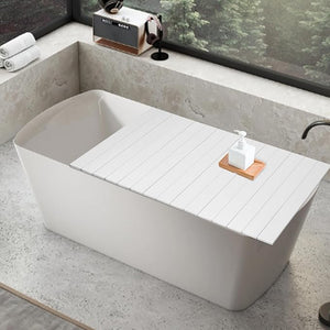 Foldable Bathtub Tray PVC 63x31.5 Shutter Bath Lid Anti-dust Insulation Modern White