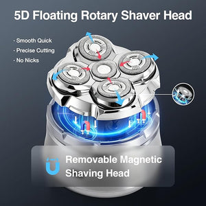 Head Shavers for Bald Men Electric Shavers Razor Rechargeable Bald Head Razor 360¡ÆClose Shave for Men 5D Magnetic Bald Head shavers Waterproof Mens Head Shaver for Wet/Dry Use (Silver)