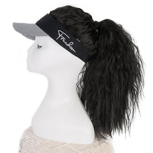 Hat Wig for Women Baseball Hat wig women's wig short curly hair wool curly wig ponytail braid wavy wig