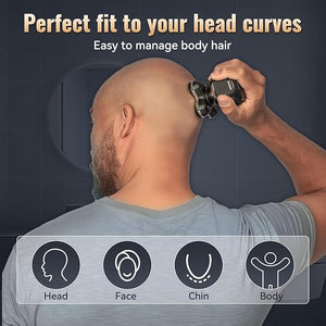 5 in 1 Head Shavers for Bald Men, Skull Head Shaver with Rechargeable Battery, Electric Razor, Hair Clippers, Nose Hair Trimmer, Cleaning Brush, Hair Manager, Idea Gift for Men(Brown)