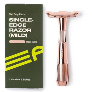 Leaf Shave | Leaf Twig Razor All-Metal Single Blade Razor for Men &amp Women Fixed Head with Magnetic Load Assist Includes 5 Stainless Steel Blades- Face Shaving Lighter Hair Sensitive Skin -Rose
