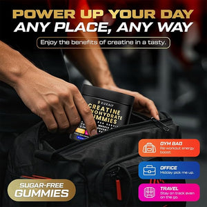 Creatine Monohydrate Gummies for Men &amp; Women, 9000MG Creatine Gummies Sugar Free - Mixed Flavored with L-Taurine, BCAA 2:1, B12 B6 for Boost Strength, Focus &amp; Endurance, Vegan, Non-GMO, 120pcs