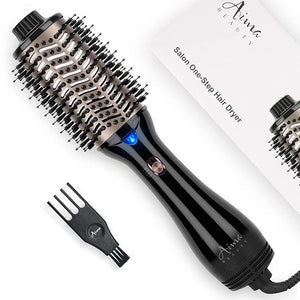One Step Hair Dryer &amp Volumizing Hot Air Brush Blow Dryer Ceramic Straightener Curler &amp Hot Comb 4 in 1 Salon Ionic Brush Hair Styling Tools Black