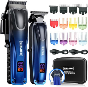 Professional Hair Clippers for Men Cordless &amp Corded - Rechargeable Barber Clipper &amp Trimmer Set with Fade Lever for Home Haircuts Grooming Kit with Guide Combs with Travel Case