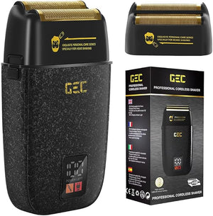 GEC 2-in-1 Electric Shaving Razor, Rechargeable Razor with LED Display, Men's Beard Trimmer for Facial Beauty Products, Bald Head haircutting, Metal Body