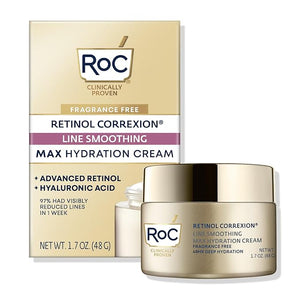 RoC Retinol Correxion Max Hydration Anti-Aging Daily Face Moisturizer with Hyaluronic Acid Fragrance-Free Oil Free Skin Care 1.7 Ounces (Packaging May Vary)