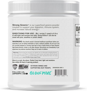 BARE PERFORMANCE NUTRITION BPN Strong Greens Superfood Powder Improved Digestion Increased Energy Immune System Support Sweet Mint 30 Servings