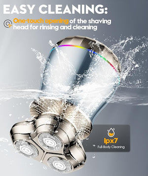 Electric Razor for Men 3D Floating Blade Shaver with 9000 RPM High Speed IPX7 Waterproof 60-Day Battery Life Compact Portable Wet/Dry Electric Shaver