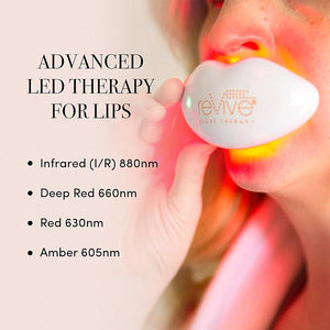reVive Lux Collection Lip Plumper Device LED Light Therapy Products for Lip Care At-Home Infrared Red &amp Amber Therapy for Smooth Hydrated Healthy-Looking Lips