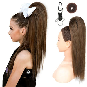 SEIKEA Ponytail Extension Cheer Ponytail Hair Piece 16 Cheerleader Straight Ponytail Hairpiece Mocha Melt for Cheerleader Competition Dance