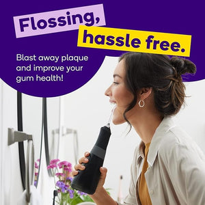 BURST Electric Water Flosser for Teeth Cleaning (3 Modes/White) | Cordless | Plaque Removal Between Braces &amp; Dental Work | Portable Floss | Refillable 110mL Tank