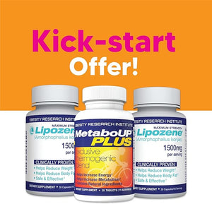 Lipozene Weight Loss Pills 2 Bottles with 30 Capsules Each Along with a 30 Count Bottle MetaboUp Plus
