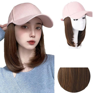Women's Hat wig Duck Tongue hat collarbone Hair Straight hair inner Buckle wig Baseball Cap Sun Hat Wave Curly Hair