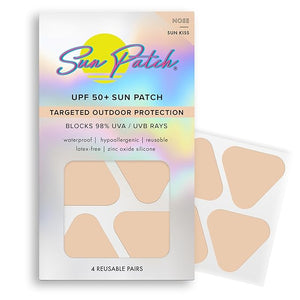 Sun Patch Reusable Sunblock Patches for Nose 100% Silicone Sunscreen Nose Patches for UV Protection Face Stickers with UPF 50 1 Pack/4 Patches Sunkiss (Nude) (Golf Surf Swim Ski &amp Snow)