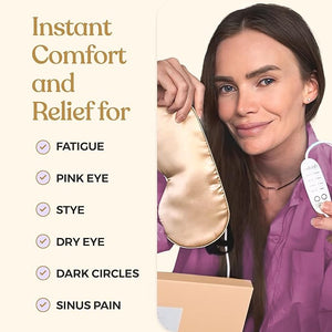 Heated Eye Mask for Dry Eye Relief - Stye Treatment Warm Compress for Eyes Sinus Mask Electric Warming Patch - Champagne