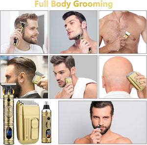 Professional Hair Trimmer for MenHair Clippers Nose Hair Trimmer Shaver SetCordless Barber ClippersT-Blade Beard Trimmer Electric Shaver Razor for Men Haircutting Grooming Kit