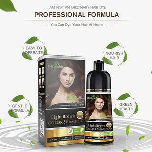 Herbishh Light Brown 3 In 1 Hair Dye Shampoo 16.9 Fl Oz &amp Argan Oil Mask 28.2 Fl Oz Combo - Champu Para Canas Mujer - Hair Dye Shampoo for Men &amp Women - Hair Mask For Moisturizer Dry Damaged